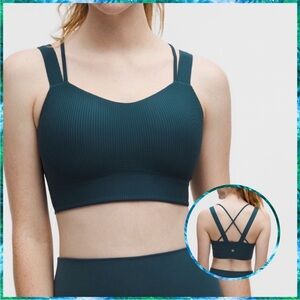 NWT Lululemon Like a Cloud Ribbed Longline Bra D/DD Cup Indochine Blue size 6